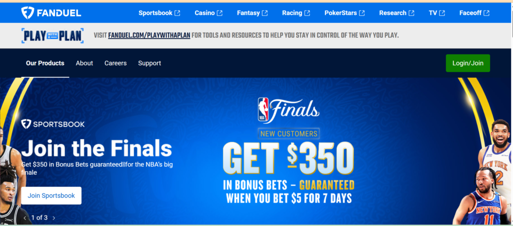 Fanduel dashboard experience