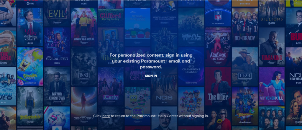 paramount plus sign in