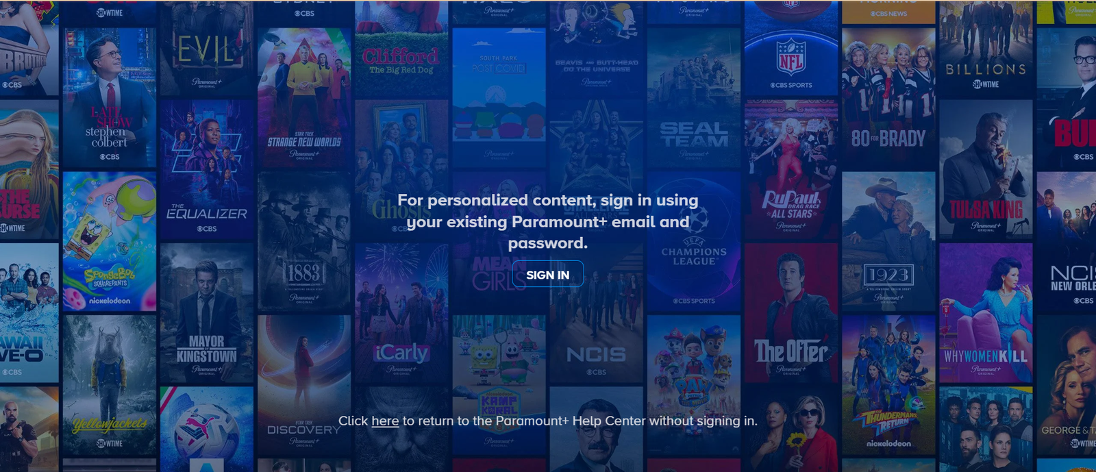 paramount plus sign in